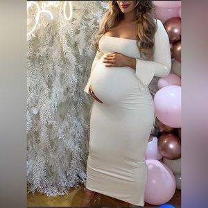 Elegant Long Sleeve Maternity BodyCon Dress